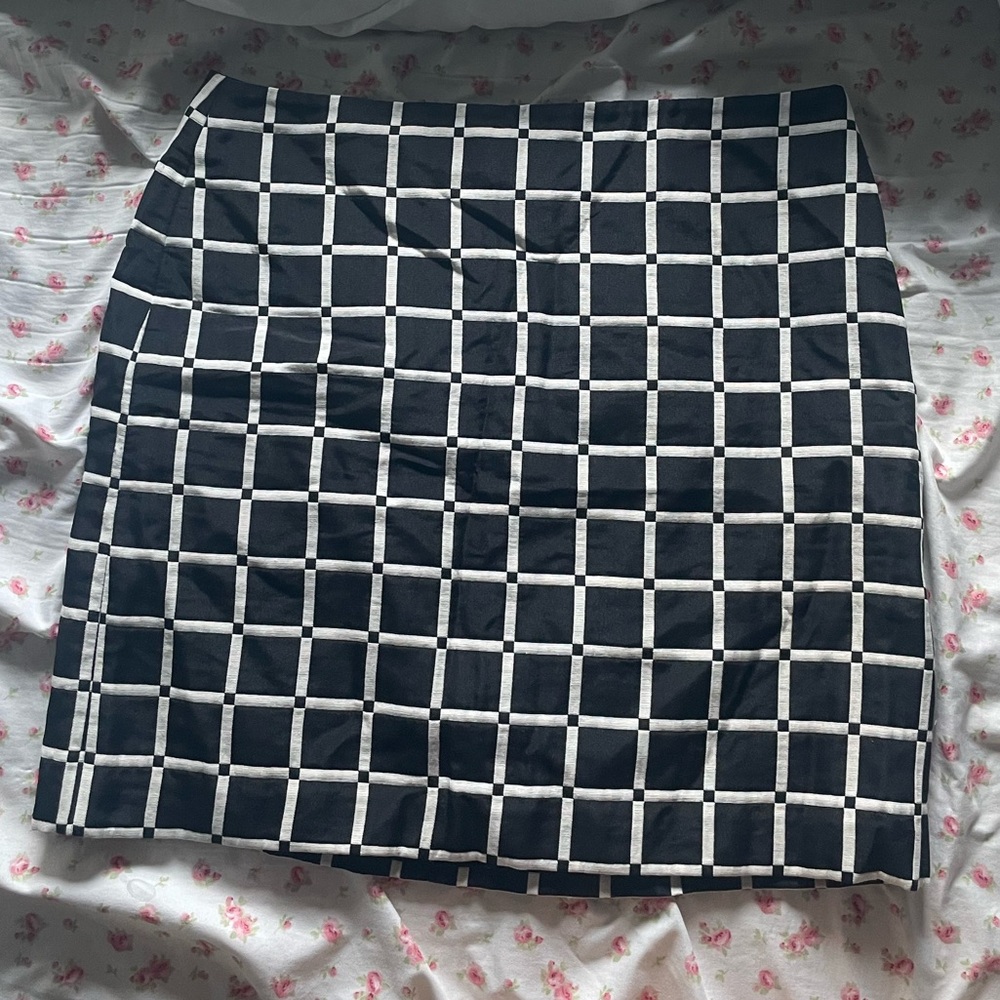 Ann Taylor Black and White Grid Mini Skirt